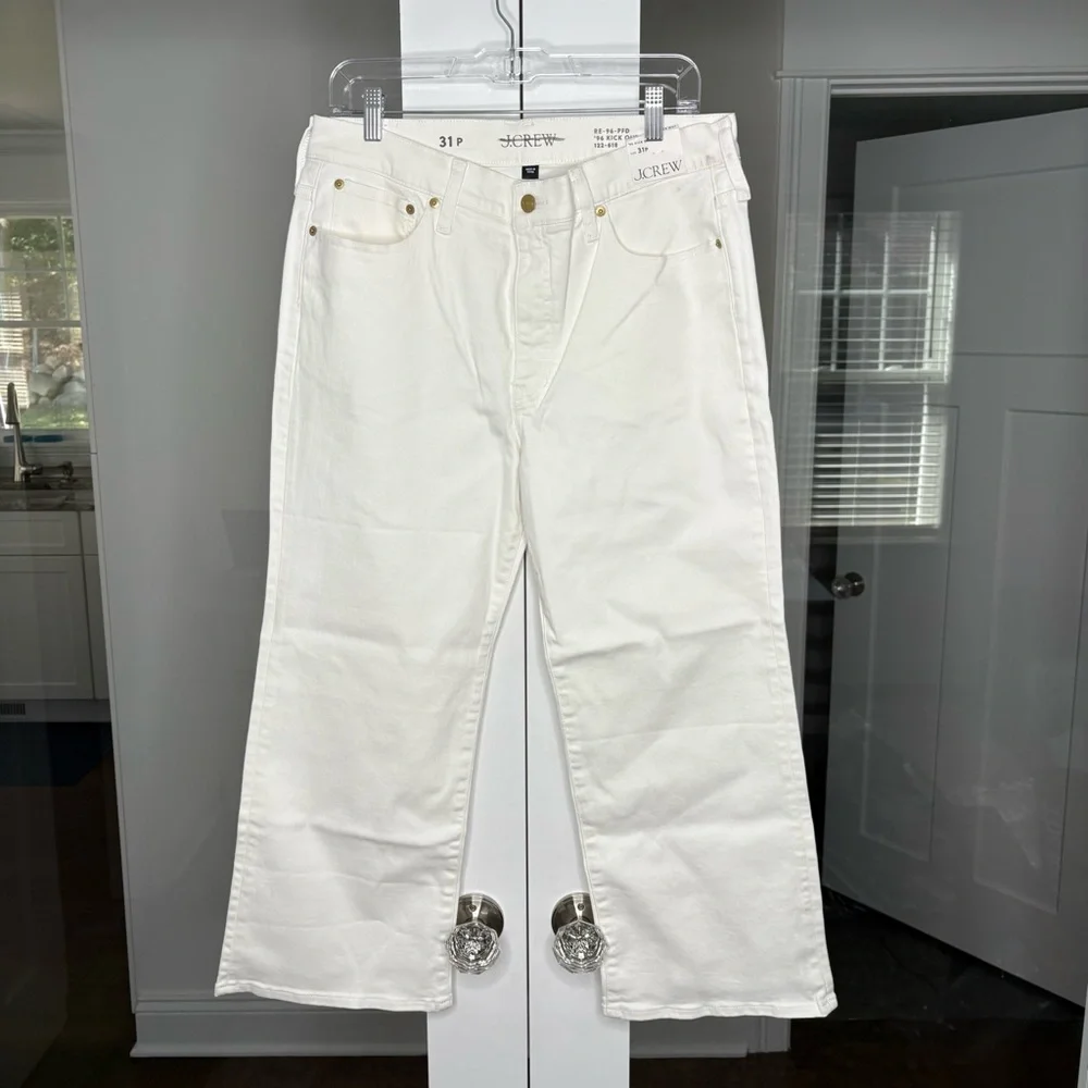 NWT J. Crew Petite High-rise Kickout Jean White